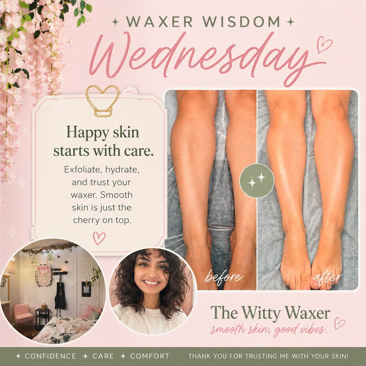 🌼Waxer Wisdom Wednesday!🌼Before your wax appointment I strongly suggest you exfoliate. Getting that layer of dead skin off helps me help you!It may sound a little weird but, hydrating before your appointment matters. The less hydrated you are the dryer your skin is and the likelihood of your hairs breaking is much higher. I wanna save you any struggles I possibly can. Can’t wait to see your name on my books 🌼#waxerwisdomwednesday #hydrationiskey #exfoliateyourskin #waxing209 #modestowaxing